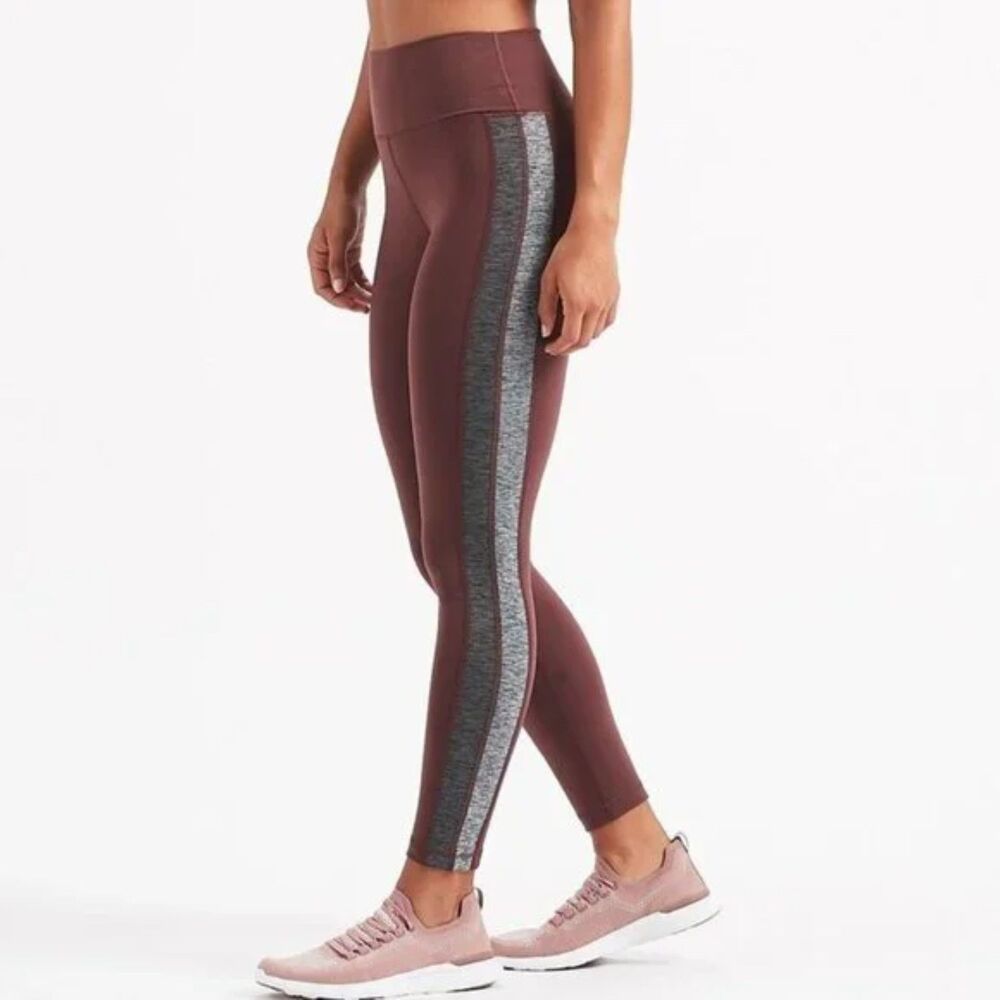 VUORI Pants Womens XS? Fig Charcoal Heather Gray Striped Racer High Rise Legging